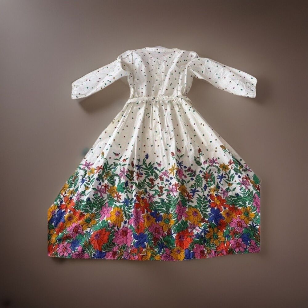 Talbots Poplin Floral Border Print Cotton Midi Dress Button Front SZ 4 NWOT - Picture 4 of 9
